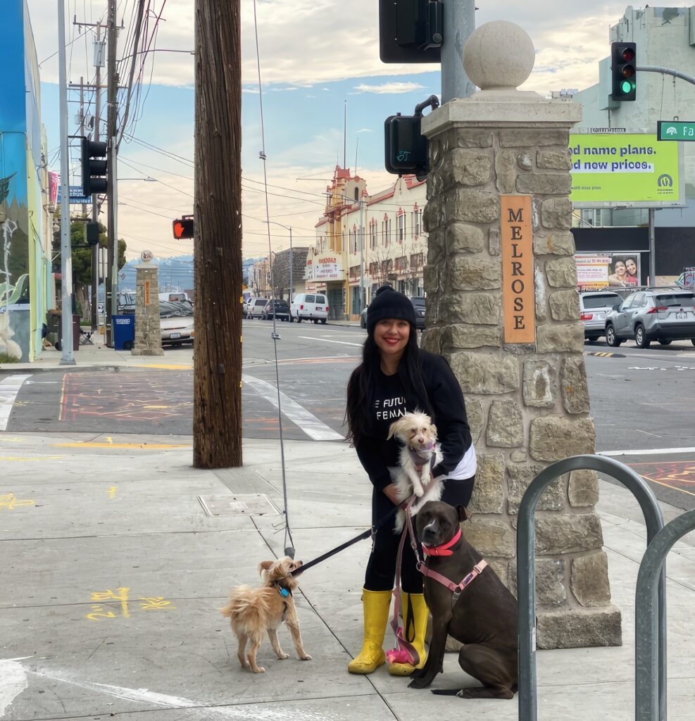 Veronica Garcia with her dogs