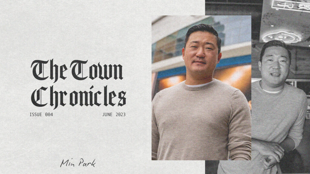 image of Min park with a text overlay that says The Town Chronicles, issue 004, june 2023